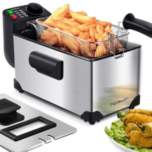 Aigostar Deep Fryer, Electric Deep Fat Fryers with Baskets, 3 Liters Capacity Oil Frying Pot with View Window, ETL Certificated, 1650W Ushas Aigostar Deep Fryer, Electric Deep Fat Fryers with Baskets, 3 Liters Capacity Oil Frying Pot with View Window, ETL Certificated, 1650W Ushas