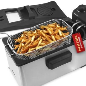 Elite Gourmet EDF-3500 Electric Immersion Deep Fryer. Removable Basket, Timer Control Adjustable Temperature, Lid with Viewing Window and Odor Free Filter,Stainless Steel,3.5... Elite Gourmet EDF-3500 Electric Immersion Deep Fryer. Removable Basket, Timer Control Adjustable Temperature, Lid with Viewing Window and Odor Free Filter,Stainless Steel,3.5...