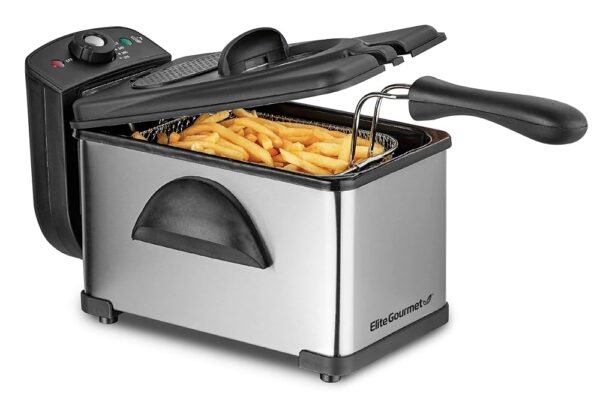 Elite Gourmet EDF2100 Electric Immersion Deep Fryer Removable Basket Adjustable Temperature, Lid with Viewing Window and Odor Free Filter, 2 Quart / 8.2 cup Elite Gourmet EDF2100 Electric Immersion Deep Fryer Removable Basket Adjustable Temperature, Lid with Viewing Window and Odor Free Filter, 2 Quart / 8.2 cup