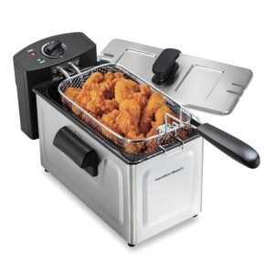 Hamilton Beach 35032 Professional Style Electric Deep Fryer, Frying Basket with Hooks, 1500 Watts, 3 Liters, Stainless Steel Hamilton Beach 35032 Professional Style Electric Deep Fryer, Frying Basket with Hooks, 1500 Watts, 3 Liters, Stainless Steel