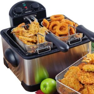Secura 1700-Watt Stainless-Steel Triple Basket Electric Deep Fryer with Timer Free Extra Odor Filter, 4L/17-Cup,Silver Secura 1700-Watt Stainless-Steel Triple Basket Electric Deep Fryer with Timer Free Extra Odor Filter, 4L/17-Cup,Silver