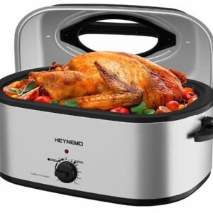 28 Quart Electric Roaster Oven with Visible & Self-Basting Lid, Large Turkey Roaster with Defrost Warm Function, Adjustable Temperature, Removable Pan Rack, Stainless Steel, Silver 28 Quart Electric Roaster Oven with Visible & Self-Basting Lid, Large Turkey Roaster with Defrost Warm Function, Adjustable Temperature, Removable Pan Rack, Stainless Steel, Silver