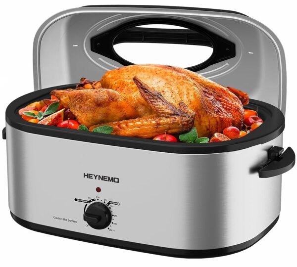 28 Quart Electric Roaster Oven with Visible & Self-Basting Lid, Large Turkey Roaster with Defrost Warm Function, Adjustable Temperature, Removable Pan Rack, Stainless Steel, Silver 28 Quart Electric Roaster Oven with Visible & Self-Basting Lid, Large Turkey Roaster with Defrost Warm Function, Adjustable Temperature, Removable Pan Rack, Stainless Steel, Silver