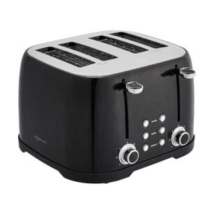 Amazon Basics 4 Slice Toaster, With 6 Browning Settings, Extra Wide Slots For Bagels and Special Breads, Removable Easy-to-Clean Crumb Tray, Cancel/Defrost/Bagel Buttons, 1600W,... Amazon Basics 4 Slice Toaster, With 6 Browning Settings, Extra Wide Slots For Bagels and Special Breads, Removable Easy-to-Clean Crumb Tray, Cancel/Defrost/Bagel Buttons, 1600W,...