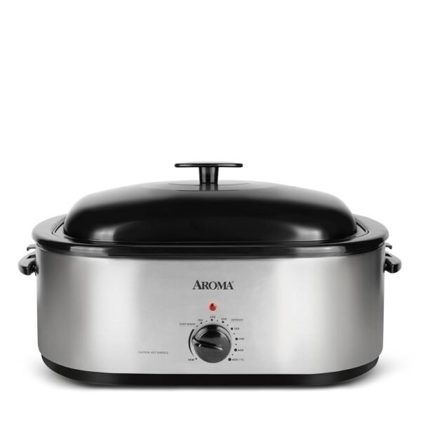 AROMA® 20Qt. Roaster Oven with Self-Basting Lid, Fits 24-lb. Turkey, Adjustable Temperature Settings, Keep Warm Setting, Stainless Steel (ART-720S) AROMA® 20Qt. Roaster Oven with Self-Basting Lid, Fits 24-lb. Turkey, Adjustable Temperature Settings, Keep Warm Setting, Stainless Steel (ART-720S)