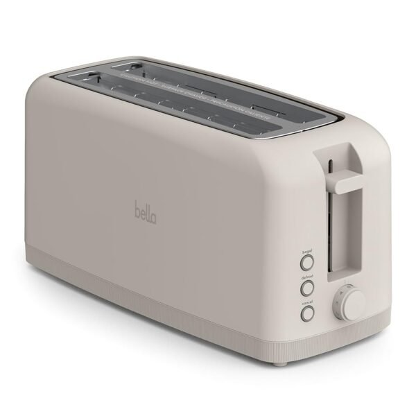 bella 4 Slice Slim Toaster, Fits-anywhere™ Kitchenware, 6 Setting Shade Control with Reheat & Cancel Buttons, Removable Crumb Tray, 10” Long Slot, Anti Jam & Auto Shutoff, 1400... bella 4 Slice Slim Toaster, Fits-anywhere™ Kitchenware, 6 Setting Shade Control with Reheat & Cancel Buttons, Removable Crumb Tray, 10” Long Slot, Anti Jam & Auto Shutoff, 1400...