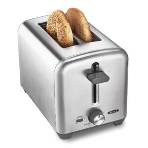 bella Stainless Steel 2 Slice Toaster with Extra Wide Slots & Removable Crumb Tray, 6 Browning Options, Auto Shut Off & Reheat Function, Toast Bread, Bagel & Waffle bella Stainless Steel 2 Slice Toaster with Extra Wide Slots & Removable Crumb Tray, 6 Browning Options, Auto Shut Off & Reheat Function, Toast Bread, Bagel & Waffle