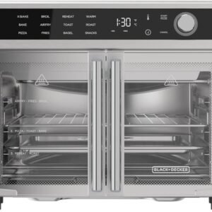 BLACK+DECKER Crisp 'N Bake Air Fryer Toaster Oven Combo, 12 in 1 Countertop Convection Oven Cooks Food Fast, Fits a Whole Pizza or 6 Toast Slices, French Doors with Stainless... BLACK+DECKER Crisp 'N Bake Air Fryer Toaster Oven Combo, 12 in 1 Countertop Convection Oven Cooks Food Fast, Fits a Whole Pizza or 6 Toast Slices, French Doors with Stainless...