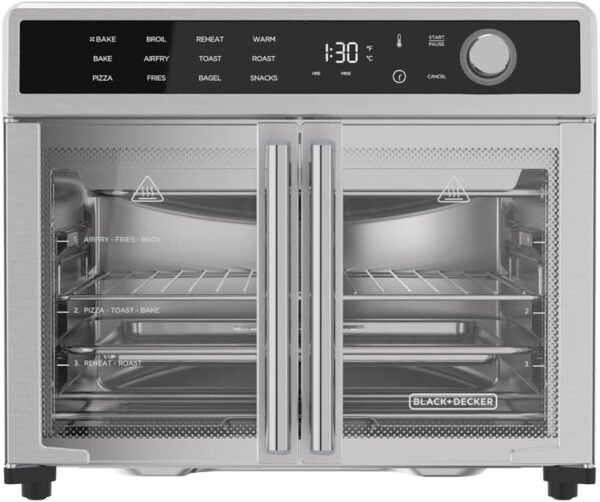 BLACK+DECKER Crisp 'N Bake Air Fryer Toaster Oven Combo, 12 in 1 Countertop Convection Oven Cooks Food Fast, Fits a Whole Pizza or 6 Toast Slices, French Doors with Stainless... BLACK+DECKER Crisp 'N Bake Air Fryer Toaster Oven Combo, 12 in 1 Countertop Convection Oven Cooks Food Fast, Fits a Whole Pizza or 6 Toast Slices, French Doors with Stainless...