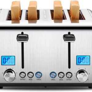 Countdown Stainless Steel 4 Slice Toaster with Bagel, Defrost, Cancel Function, Dual Toaster, Extra Wide Slots, 6 Shade Settings, Removable Crumb Trays, 1650W Countdown Stainless Steel 4 Slice Toaster with Bagel, Defrost, Cancel Function, Dual Toaster, Extra Wide Slots, 6 Shade Settings, Removable Crumb Trays, 1650W