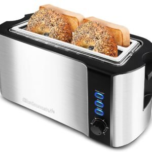 Elite Gourmet ECT-3100 Long Slot 4 Slice Toaster, Reheat, 6 Toast Settings, Defrost, Cancel Functions, Built-in Warming Rack, Extra Wide Slots for Bagels & Waffles, Stainless... Elite Gourmet ECT-3100 Long Slot 4 Slice Toaster, Reheat, 6 Toast Settings, Defrost, Cancel Functions, Built-in Warming Rack, Extra Wide Slots for Bagels & Waffles, Stainless...