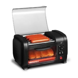 Elite Gourmet EHD-051B Hot Dog Toaster Oven, 30-Min Timer, Stainless Steel Heat Rollers Bake & Crumb Tray, World Series Baseball, 4 Bun Capacity, Black Elite Gourmet EHD-051B Hot Dog Toaster Oven, 30-Min Timer, Stainless Steel Heat Rollers Bake & Crumb Tray, World Series Baseball, 4 Bun Capacity, Black