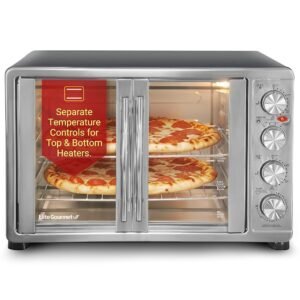 Elite Gourmet ETO-4510M French Door 47.5Qt, 18-Slice Convection Oven 4-Control Knobs, Bake Broil Toast Rotisserie Keep Warm, Includes 2 x 14" Pizza Racks, Stainless Steel Elite Gourmet ETO-4510M French Door 47.5Qt, 18-Slice Convection Oven 4-Control Knobs, Bake Broil Toast Rotisserie Keep Warm, Includes 2 x 14" Pizza Racks, Stainless Steel