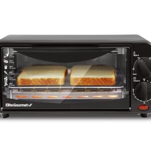 Elite Gourmet ETO236 Personal Compact 2 Slice Countertop Toaster Oven with 15 Minute Timer & Adjustable Temperature, Bake, Broil, & Toast, Black Elite Gourmet ETO236 Personal Compact 2 Slice Countertop Toaster Oven with 15 Minute Timer & Adjustable Temperature, Bake, Broil, & Toast, Black