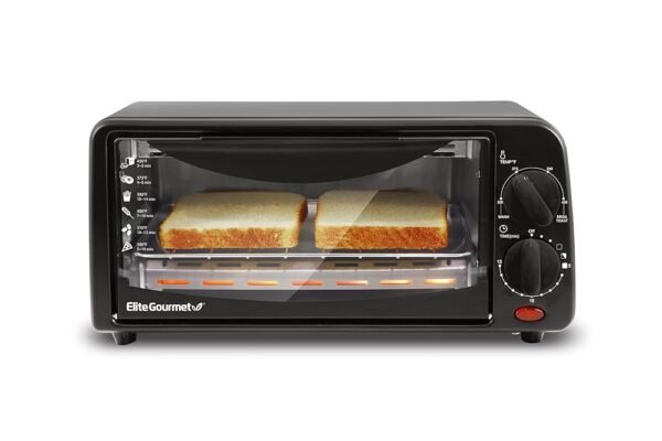 Elite Gourmet ETO236 Personal Compact 2 Slice Countertop Toaster Oven with 15 Minute Timer & Adjustable Temperature, Bake, Broil, & Toast, Black Elite Gourmet ETO236 Personal Compact 2 Slice Countertop Toaster Oven with 15 Minute Timer & Adjustable Temperature, Bake, Broil, & Toast, Black