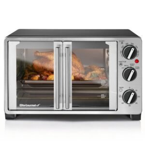 Elite Gourmet ETO2530M Double French Door Countertop Toaster Oven, Bake, Broil, Toast, Keep Warm, Fits 12" pizza, 25L capacity, Stainless Steel & Black Elite Gourmet ETO2530M Double French Door Countertop Toaster Oven, Bake, Broil, Toast, Keep Warm, Fits 12" pizza, 25L capacity, Stainless Steel & Black