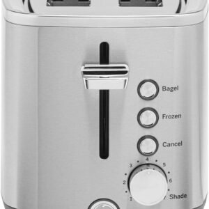 GE 2 Slice Stainless Steel Toaster, Extra Wide Slots for Toasting Bagels, Breads, Waffles & More, 7 Adjustable Shade Settings, Removable Crumb Tray, Countertop Kitchen... GE 2 Slice Stainless Steel Toaster, Extra Wide Slots for Toasting Bagels, Breads, Waffles & More, 7 Adjustable Shade Settings, Removable Crumb Tray, Countertop Kitchen...