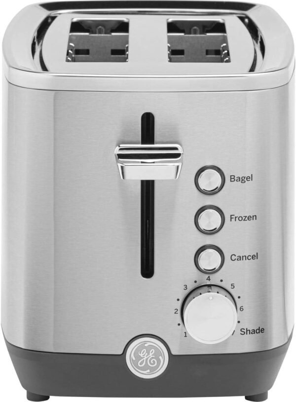 GE 2 Slice Stainless Steel Toaster, Extra Wide Slots for Toasting Bagels, Breads, Waffles & More, 7 Adjustable Shade Settings, Removable Crumb Tray, Countertop Kitchen... GE 2 Slice Stainless Steel Toaster, Extra Wide Slots for Toasting Bagels, Breads, Waffles & More, 7 Adjustable Shade Settings, Removable Crumb Tray, Countertop Kitchen...