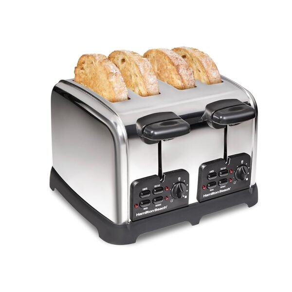 Hamilton Beach 24782 Retro Toaster with Wide Slots, Sure-Toast echnology, Bagel & Defrost Settings, Auto Boost to Lift Smaller Breads, 4 Slice, Polished Stainless Steel Hamilton Beach 24782 Retro Toaster with Wide Slots, Sure-Toast echnology, Bagel & Defrost Settings, Auto Boost to Lift Smaller Breads, 4 Slice, Polished Stainless Steel