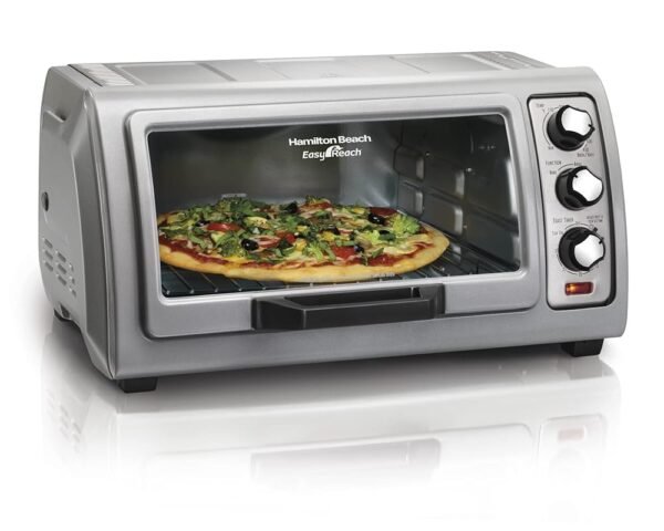 Hamilton Beach 6 Slice Countertop Toaster Oven With Easy Reach Roll-Top Door, Bake, Broil & Toast Functions, Auto Shutoff, Silver (31127D) Hamilton Beach 6 Slice Countertop Toaster Oven With Easy Reach Roll-Top Door, Bake, Broil & Toast Functions, Auto Shutoff, Silver (31127D)