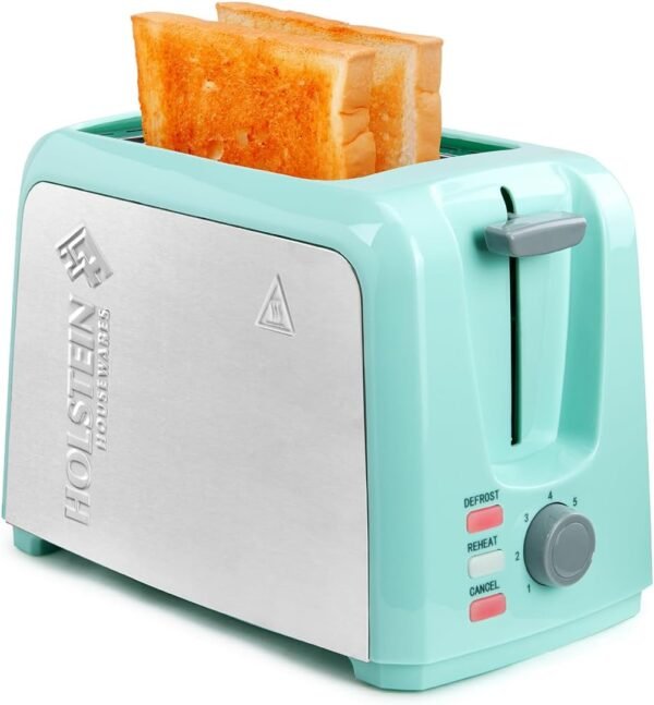 Holstein Housewares - 2-Slice Toaster with 7 Browning Control Settings, Mint/Stainless Steel - Great to Toast Bread, Bagels and Waffles Holstein Housewares - 2-Slice Toaster with 7 Browning Control Settings, Mint/Stainless Steel - Great to Toast Bread, Bagels and Waffles
