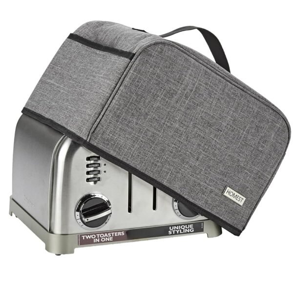 HOMEST Toaster Cover with Pockets Compatible with Cuisinart 4 Slice, Can Hold Jam Spreader Knife & Toast Machine Tongs, Dust and Fingerprint Protection, Grey HOMEST Toaster Cover with Pockets Compatible with Cuisinart 4 Slice, Can Hold Jam Spreader Knife & Toast Machine Tongs, Dust and Fingerprint Protection, Grey