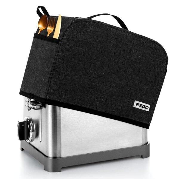 iFedio 2 Slice Toaster Cover Black, Waterproof Nylon, Dust & Fingerprint Protection, Machine Washable, Holds Jam Spreader & Tongs iFedio 2 Slice Toaster Cover Black, Waterproof Nylon, Dust & Fingerprint Protection, Machine Washable, Holds Jam Spreader & Tongs