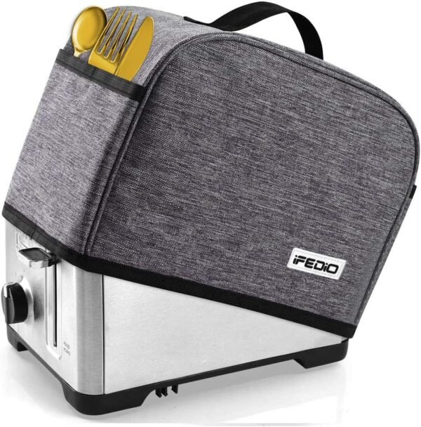 iFedio 2 Slice Toaster Cover with Two Pockets for Storing knife,Grey iFedio 2 Slice Toaster Cover with Two Pockets for Storing knife,Grey