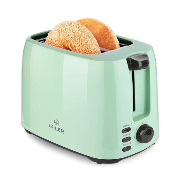 iSiLER 2 Slice Toaster, 1.3 Inches Wide Slot Bagel Toaster with 7 Shade Settings and Double Side Baking, Removable Crumb Tray, Defrost Cancel Function Green iSiLER 2 Slice Toaster, 1.3 Inches Wide Slot Bagel Toaster with 7 Shade Settings and Double Side Baking, Removable Crumb Tray, Defrost Cancel Function Green