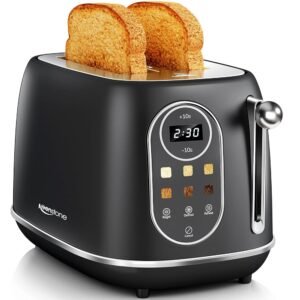 Keenstone Smart Touch Screen Toaster 2 Slice, Retro Wide Slot Stainless Steel Toaster with 6 Browning Levels, Reheat & Defrost, for Bagel, Toast, Bread, Removable Crumb Tray, Black Keenstone Smart Touch Screen Toaster 2 Slice, Retro Wide Slot Stainless Steel Toaster with 6 Browning Levels, Reheat & Defrost, for Bagel, Toast, Bread, Removable Crumb Tray, Black