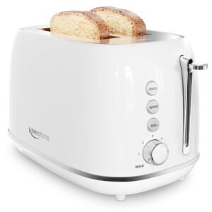 Keenstone Toaster 2 Slice, Retro Wide Slot Stainless Steel Toaster with 6 Browning Levels, Reheat & Defrost, for Bagel, Toast, Bread, Kitchen Essentials, Removable Crumb Tray,... Keenstone Toaster 2 Slice, Retro Wide Slot Stainless Steel Toaster with 6 Browning Levels, Reheat & Defrost, for Bagel, Toast, Bread, Kitchen Essentials, Removable Crumb Tray,...