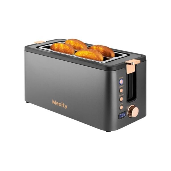 Mecity 4 Slice Toaster, Long Slot Toaster With Warming Rack, Bagel/Defrost/Reheat Functions,Warming Rack, Crumb Tray, 6 Browning Settings, Extra Wide Long Slots, Stainless...