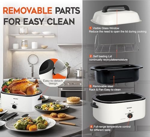 NECERO Roaster Oven Review Versatile 28 Quart Electric Turkey Cooker White NECERO Roaster Oven Review Versatile 28 Quart Electric Turkey Cooker White