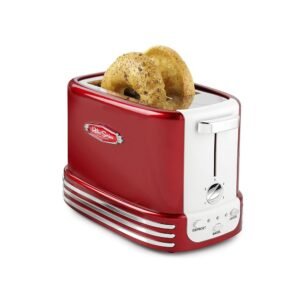 Nostalgia Retro Wide 2-Slice Toaster, Vintage Design With Crumb Tray, Cord Storage & 5 Toasting Levels, Red Nostalgia Retro Wide 2-Slice Toaster, Vintage Design With Crumb Tray, Cord Storage & 5 Toasting Levels, Red