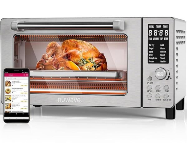 Nuwave Bravo Air Fryer Toaster Smart Oven, 10-in-1 Countertop Convection, 1800 Watts, 21-Qt Capacity, 50°-450°F Temp Controls, Top and Bottom Heater Adjustments 0%-100%, PFAS... Nuwave Bravo Air Fryer Toaster Smart Oven, 10-in-1 Countertop Convection, 1800 Watts, 21-Qt Capacity, 50°-450°F Temp Controls, Top and Bottom Heater Adjustments 0%-100%, PFAS...