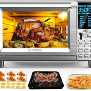 Nuwave Bravo Air Fryer Toaster Smart Oven, 12-in-1 Countertop Convection, 30-QT XL Capacity, 50°-500°F Temperature Controls, Top and Bottom Heater Adjustments 0%-100%, Brushed... Nuwave Bravo Air Fryer Toaster Smart Oven, 12-in-1 Countertop Convection, 30-QT XL Capacity, 50°-500°F Temperature Controls, Top and Bottom Heater Adjustments 0%-100%, Brushed...