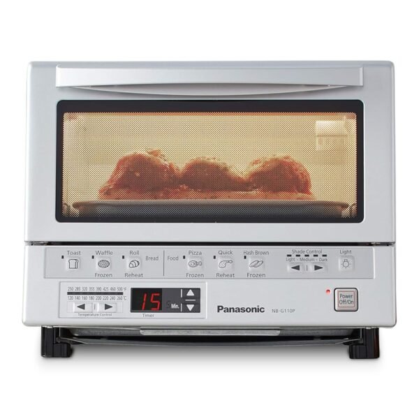 Panasonic FlashXpress Toaster Oven with Double Infrared Heating, 6 Auto Cook Options and Precise Temperature Control, 4-Slice Small Toaster Oven, 1300 Watts - NB-G110P (Silver) Panasonic FlashXpress Toaster Oven with Double Infrared Heating, 6 Auto Cook Options and Precise Temperature Control, 4-Slice Small Toaster Oven, 1300 Watts - NB-G110P (Silver)