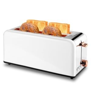 Pukomc Toaster 4 Slice with Wide Slots, 2 Long Slot Toaster for Bagels Waffles and Toast, 6 Browning Levels, Stainless Steel, Removable Tray, Cancel/Bagel/Defrost Functions,... Pukomc Toaster 4 Slice with Wide Slots, 2 Long Slot Toaster for Bagels Waffles and Toast, 6 Browning Levels, Stainless Steel, Removable Tray, Cancel/Bagel/Defrost Functions,...
