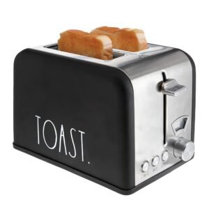 Rae Dunn Toaster, Stainless Steel 2 Slice Square Toaster, Wide Slot with 5 Browning Levels, with Bagel, Defrost and Cancel Options (Black) Rae Dunn Toaster, Stainless Steel 2 Slice Square Toaster, Wide Slot with 5 Browning Levels, with Bagel, Defrost and Cancel Options (Black)