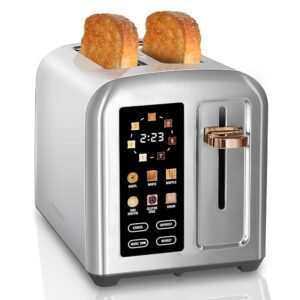 SEEDEEM Toaster 2 Slice, Full Touch Control Stainless Toaster, LCD Display, 50% Faster Heating Speed, 6 Bread Type, 7 Shade Setting, 1.5''Wide Slots, Removable Crumb Tray,... SEEDEEM Toaster 2 Slice, Full Touch Control Stainless Toaster, LCD Display, 50% Faster Heating Speed, 6 Bread Type, 7 Shade Setting, 1.5''Wide Slots, Removable Crumb Tray,...