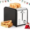 Simple Deluxe 2-Slice Toaster, Stainless Steel Toaster, 6 Browning Setting and 3 Function, Extra Wide Slot & Removable Crumb Tray, for Bread & Waffle, Black Simple Deluxe 2-Slice Toaster, Stainless Steel Toaster, 6 Browning Setting and 3 Function, Extra Wide Slot & Removable Crumb Tray, for Bread & Waffle, Black