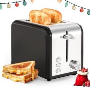 Simple Deluxe 2-Slice Toaster, Stainless Steel Toaster, 6 Browning Setting and 3 Function, Extra Wide Slot & Removable Crumb Tray, for Bread & Waffle, Black Simple Deluxe 2-Slice Toaster, Stainless Steel Toaster, 6 Browning Setting and 3 Function, Extra Wide Slot & Removable Crumb Tray, for Bread & Waffle, Black