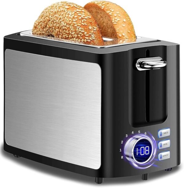 Toaster 2 Slice Wide Slot Toaster Best Rated Prime Displav Smart Toasters with LCD Digital Countdown Timer and Bagel/Defrost/Cancel/Reheat Function Toaster 2 Slice Wide Slot Toaster Best Rated Prime Displav Smart Toasters with LCD Digital Countdown Timer and Bagel/Defrost/Cancel/Reheat Function