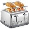 Toaster 4 Slice, Extra Wide Slots, Stainless Steel with High Lift Lever, Bagel and Muffin Function, Removal Crumb Tray, 7-Shade Settings with Warming Rack, Silver, Yabano Toaster 4 Slice, Extra Wide Slots, Stainless Steel with High Lift Lever, Bagel and Muffin Function, Removal Crumb Tray, 7-Shade Settings with Warming Rack, Silver, Yabano