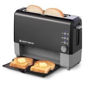 West Bend 77224 Toaster 2 Slice QuikServe Wide Slot Slide Through with Bagel and Gluten-Free Settings and Cool Touch Exterior Includes Removable Serving Tray, Black West Bend 77224 Toaster 2 Slice QuikServe Wide Slot Slide Through with Bagel and Gluten-Free Settings and Cool Touch Exterior Includes Removable Serving Tray, Black
