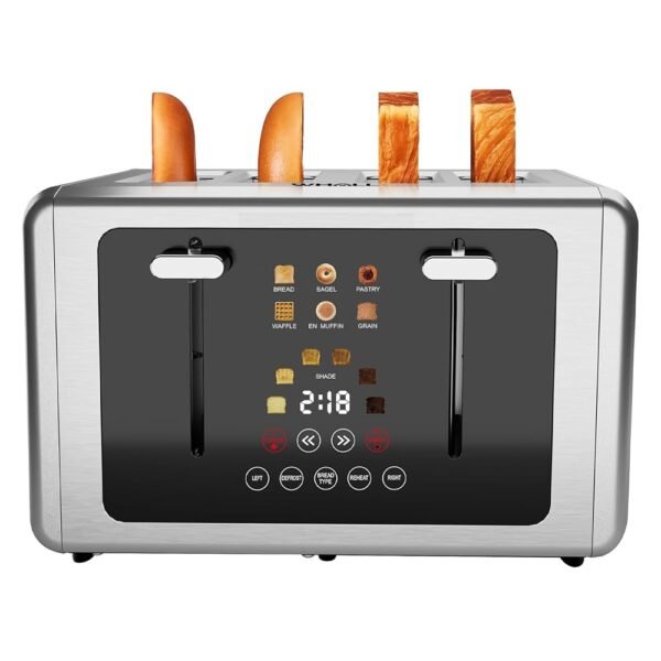 whall 4 Slice Touch Screen Toaster, Stainless Steel Toasters Digital Timer, Dual Control Panel Toasters,6 Shade Settings&6 Bread Types, Smart Wide Slots, Bagel, Cancel,... whall 4 Slice Touch Screen Toaster, Stainless Steel Toasters Digital Timer, Dual Control Panel Toasters,6 Shade Settings&6 Bread Types, Smart Wide Slots, Bagel, Cancel,...